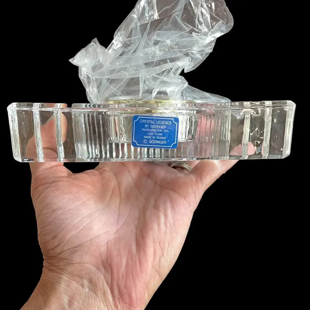 Crystal Legends by Godinger Cut Lead Crystal Mantle Clock Gift New Old Stock